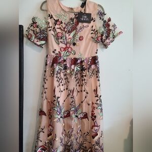The Moon Floral Embroidered Dress. Size L